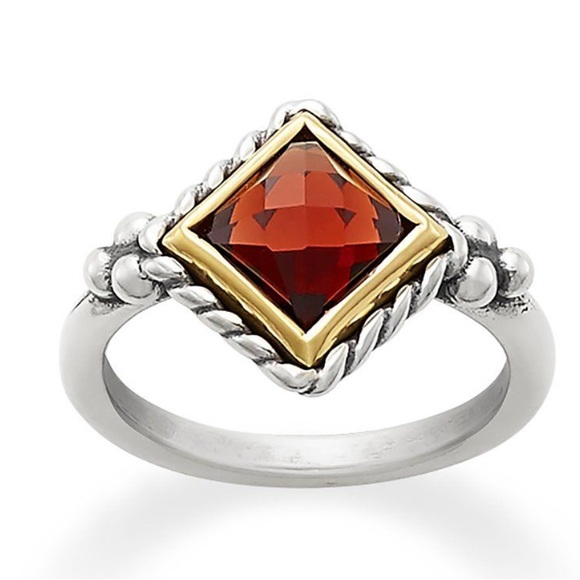 James Avery Retired Alessandra Garnet 14k Gold and Sterling Silver Ring Size 7.5 - Picture 1 of 4